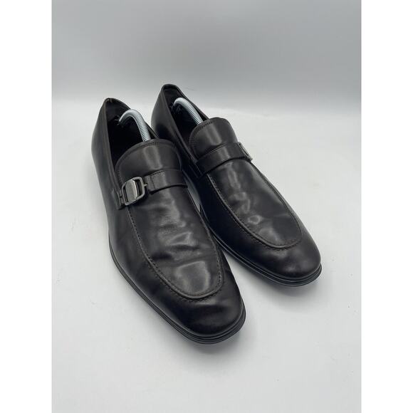 Salvatore Ferragamo Shoes Dark Brown Italy Buckle Wide Toe Loafer Dress 10.5 2E main image 6